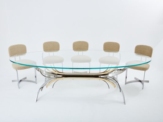 Steel and Brass Dining Table by Maria Pergay, 1970-YJA-1820227