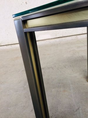 Steel and Brass Square Coffee Table, Belgium, 1980s-RQV-841170