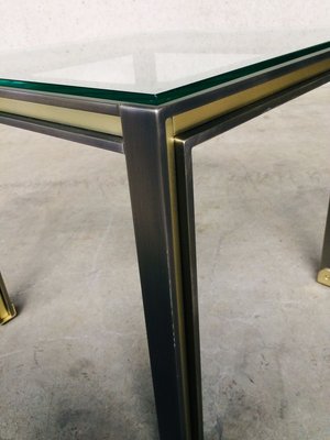 Steel and Brass Square Coffee Table, Belgium, 1980s-RQV-841170