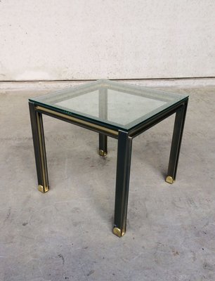 Steel and Brass Square Coffee Table, Belgium, 1980s-RQV-841170