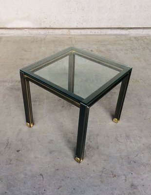 Steel and Brass Square Coffee Table, Belgium, 1980s-RQV-841170