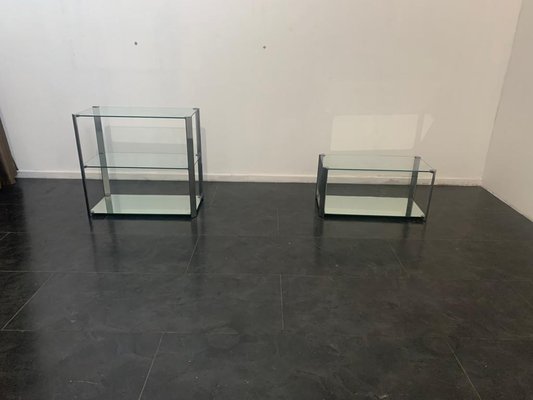 Steel and Crystal Coffee Tables from Cidue, 1970s, Set of 2-IJR-1075374