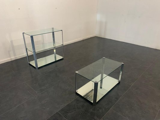 Steel and Crystal Coffee Tables from Cidue, 1970s, Set of 2-IJR-1075374