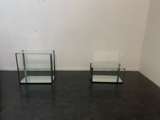 Steel and Crystal Coffee Tables from Cidue, 1970s, Set of 2-IJR-1075374