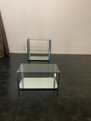 Steel and Crystal Coffee Tables from Cidue, 1970s, Set of 2-IJR-1075374