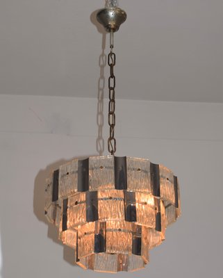 Steel and Glass Chandelier, Italy, 1970s-AOL-1359659