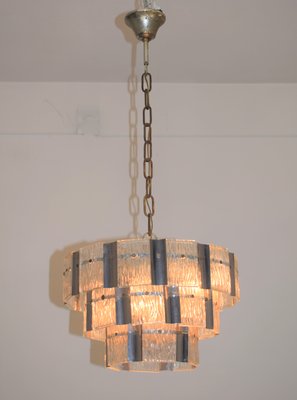 Steel and Glass Chandelier, Italy, 1970s-AOL-1359659