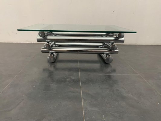 Steel and Glass Coffee Table, 1970s-IJR-1077265