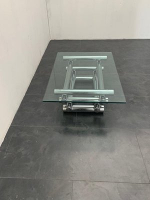 Steel and Glass Coffee Table, 1970s-IJR-1077265