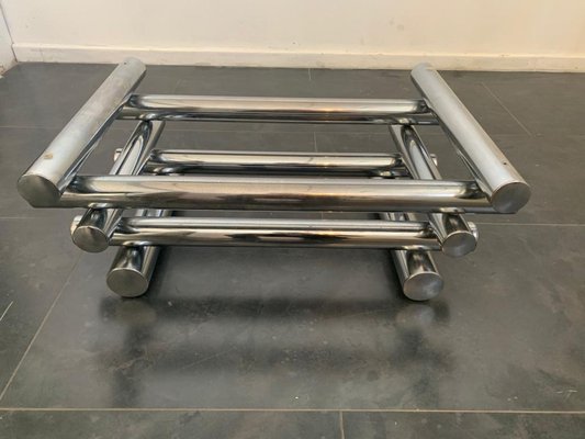 Steel and Glass Coffee Table, 1970s-IJR-1077265