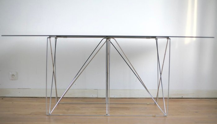 Steel and Glass Dining Table by Max Sauze for Max Sauze Studio, 1970s-MAO-549136