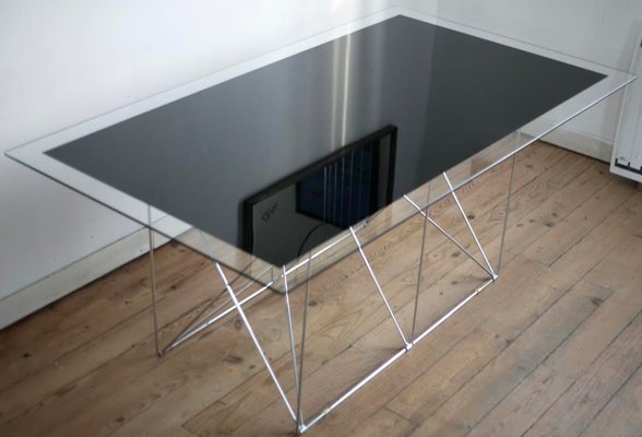 Steel and Glass Dining Table by Max Sauze for Max Sauze Studio, 1970s-MAO-549136