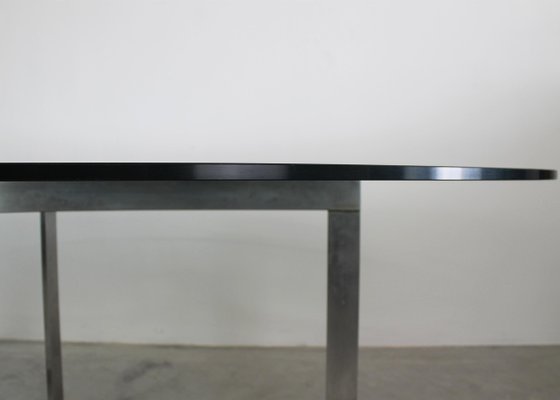 Steel and Glass Oval Dining Table by Vittorio Introini for Saporiti, Italy, 1970s-IVC-1452356