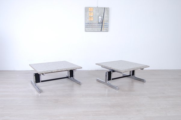 Steel and Granite Coffee Tables by Ammannati & Vitelli for Bruno Brunati, 1970s, Set of 2-XSG-687799