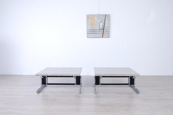 Steel and Granite Coffee Tables by Ammannati & Vitelli for Bruno Brunati, 1970s, Set of 2-XSG-687799