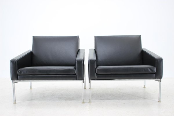 Steel and Leather Armchairs by Wolfgang Herren for Lübke, Germany, 1960s, Set of 2-TZ-639579