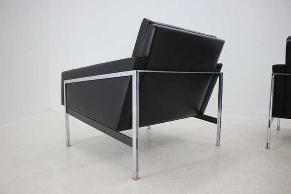 Steel and Leather Armchairs by Wolfgang Herren for Lübke, Germany, 1960s, Set of 2-TZ-639579