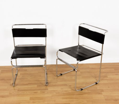 Steel and Leather Chairs by Giovanni Carini for Planula, Italy, 1970s, Set of 2-JDR-1126285