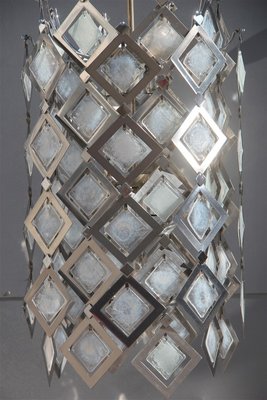 Steel and Murano Glass Ceiling Lamp, 1970s-EH-563814