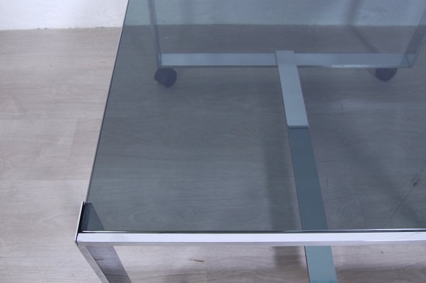 Steel and Smoke Glass Coffee Table, 1970s-XSG-1304826