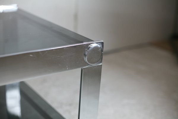 Steel and Smoked Glass Coffee Table, France, 1970s-MAO-1098240