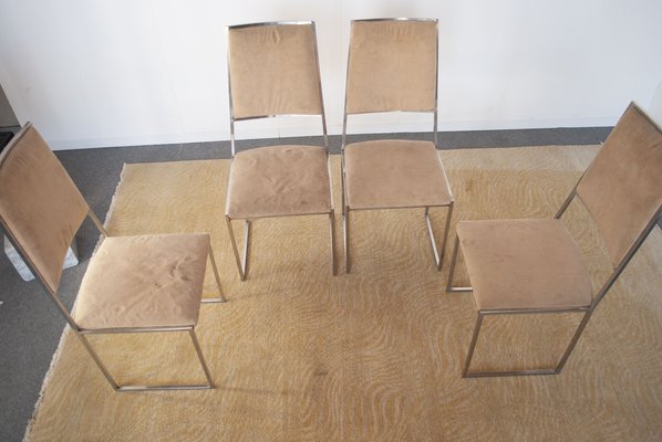 Steel and Suede Chairs, 1970s, Set of 2-JQO-1320704