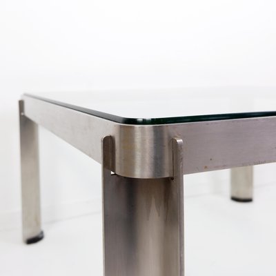 Steel and Thick Crystal Coffee Table T113 attributed to Osvaldo Borsani for Tecno, 1970s-NYF-2024129