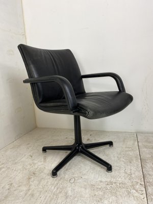 Steel Artifort Desk Chair in Black Leather by Geoffrey Harcourt, 1970s-DE-1181223