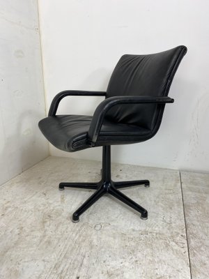 Steel Artifort Desk Chair in Black Leather by Geoffrey Harcourt, 1970s-DE-1181223