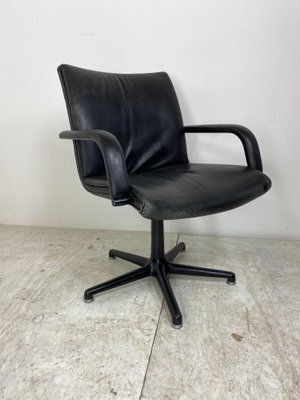 Steel Artifort Desk Chair in Black Leather by Geoffrey Harcourt, 1970s-DE-1181223