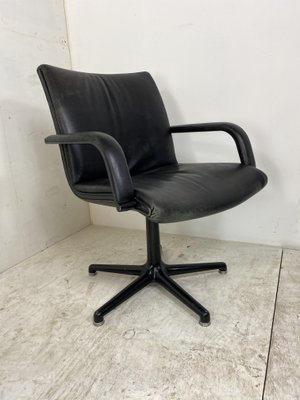 Steel Artifort Desk Chair in Black Leather by Geoffrey Harcourt, 1970s-DE-1181223