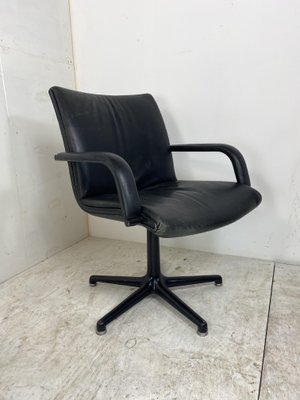 Steel Artifort Desk Chair in Black Leather by Geoffrey Harcourt, 1970s-DE-1181223