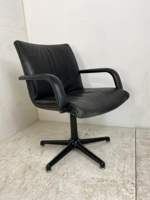 Steel Artifort Desk Chair in Black Leather by Geoffrey Harcourt, 1970s-DE-1181223