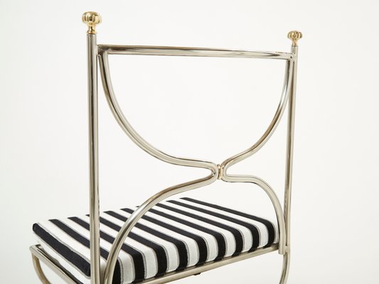 Steel Brass & Velvet Curule Chairs by Maison Jansen, 1960s, Set of 12-YJA-1081969