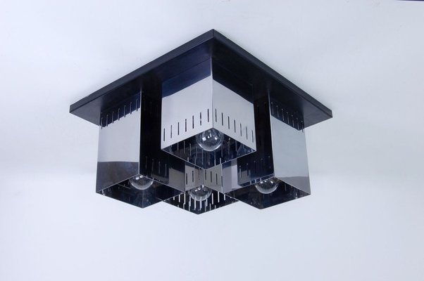 Steel Ceiling Lamp in the Style of Poliarte, 1970s-XSG-722218