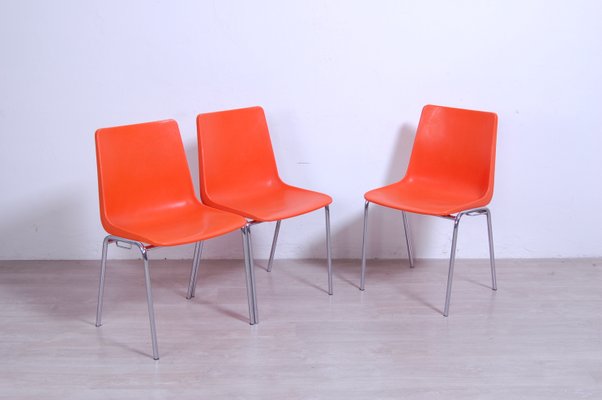 Steel Chairs and Orange Plastic Session Stackable from Wesifa, Set of 3-XSG-1329207