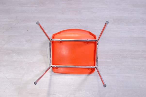 Steel Chairs and Orange Plastic Session Stackable from Wesifa, Set of 3-XSG-1329207