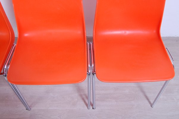 Steel Chairs and Orange Plastic Session Stackable from Wesifa, Set of 3-XSG-1329207