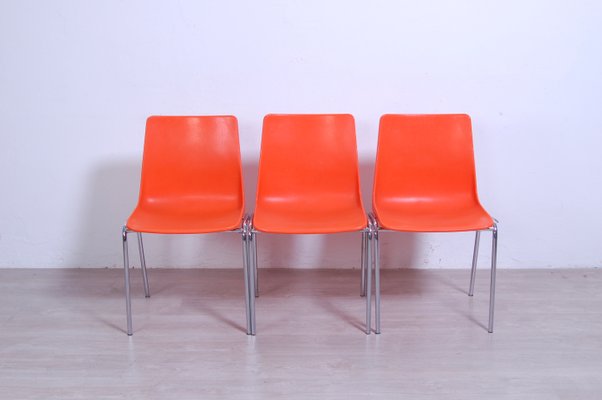 Steel Chairs and Orange Plastic Session Stackable from Wesifa, Set of 3-XSG-1329207