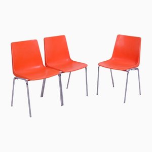 Steel Chairs and Orange Plastic Session Stackable from Wesifa, Set of 3-XSG-1329207