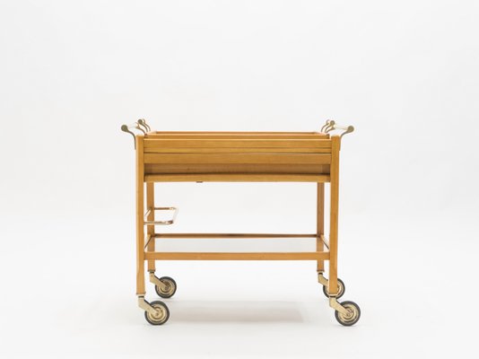 Steel Mirror Trolley by Jacques Adnet, 1940s-YJA-770522