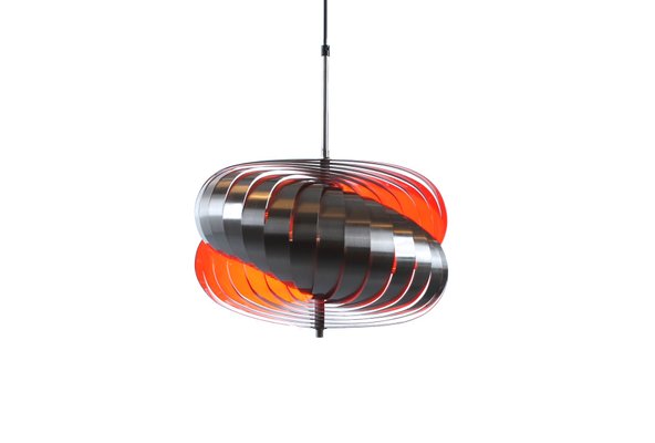 Steel Spiral Pendant Lamp by Henri Mathieu for Lyfa, 1970s-XT-646373