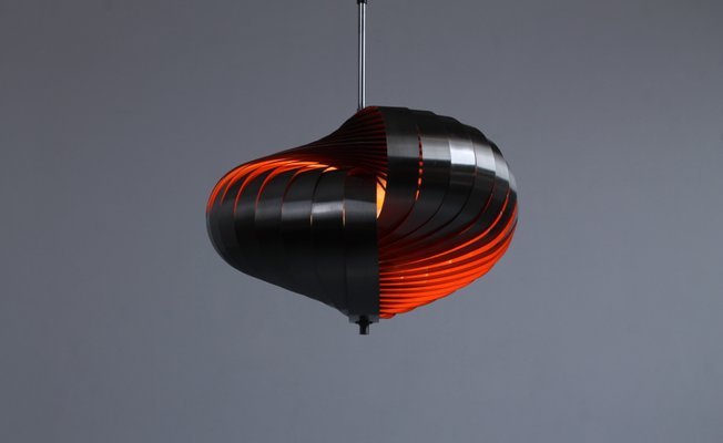 Steel Spiral Pendant Lamp by Henri Mathieu for Lyfa, 1970s-XT-646373