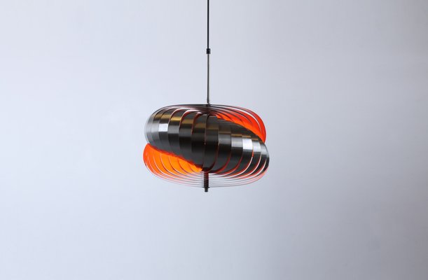 Steel Spiral Pendant Lamp by Henri Mathieu for Lyfa, 1970s-XT-646373