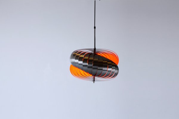 Steel Spiral Pendant Lamp by Henri Mathieu for Lyfa, 1970s-XT-646373