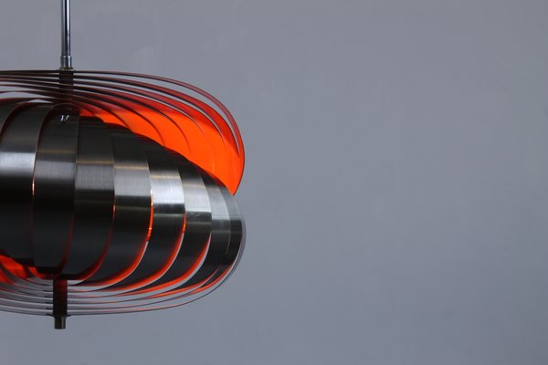 Steel Spiral Pendant Lamp by Henri Mathieu for Lyfa, 1970s-XT-646373