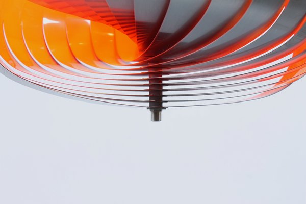 Steel Spiral Pendant Lamp by Henri Mathieu for Lyfa, 1970s-XT-646373