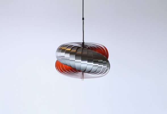 Steel Spiral Pendant Lamp by Henri Mathieu for Lyfa, 1970s-XT-646373