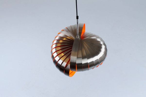 Steel Spiral Pendant Lamp by Henri Mathieu for Lyfa, 1970s-XT-646373