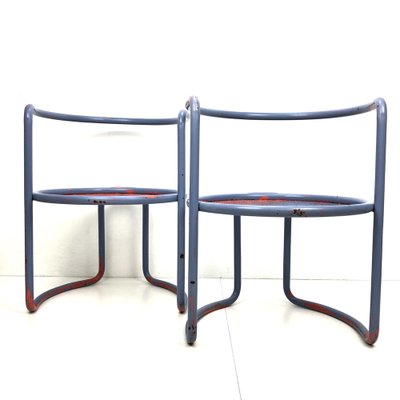 Steel Tube Armchairs with Perforated Sheet Seat, 1960s, Set of 2-FFL-1368418